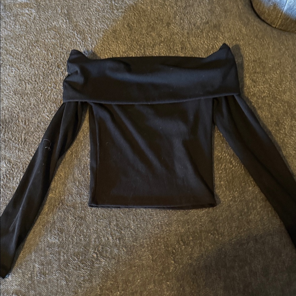 Chocolate Black Off-Shoulder Crop Top